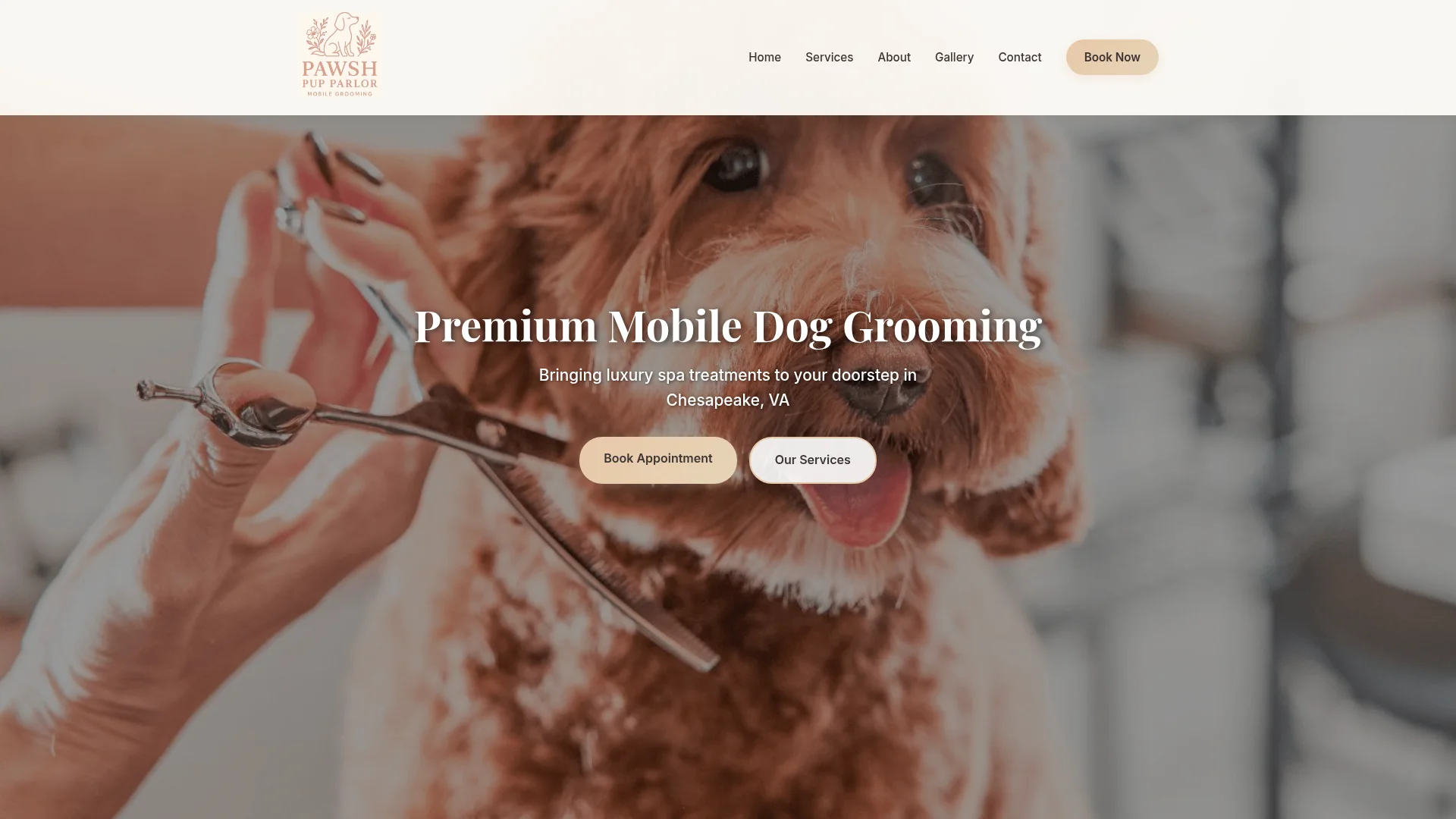 Pawsh Pup Parlor website