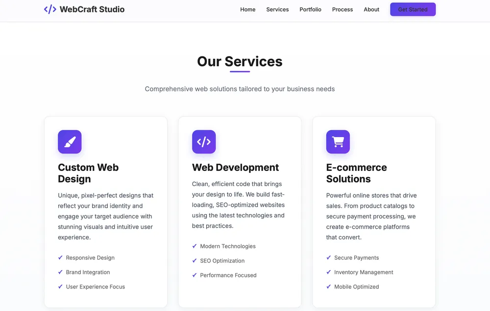 WebCraft Studio development website